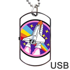 Badge Patch Pink Rainbow Rocket Dog Tag Usb Flash (one Side) by Amaryn4rt