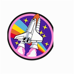 Badge Patch Pink Rainbow Rocket Small Garden Flag (two Sides) by Amaryn4rt