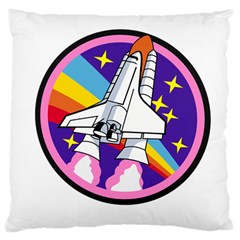 Badge Patch Pink Rainbow Rocket Large Cushion Case (one Side) by Amaryn4rt