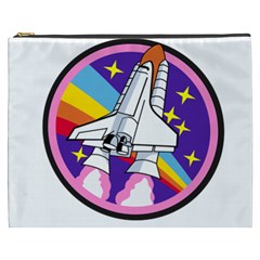 Badge Patch Pink Rainbow Rocket Cosmetic Bag (xxxl)  by Amaryn4rt