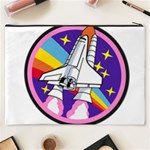 Badge Patch Pink Rainbow Rocket Cosmetic Bag (XXXL)  Back