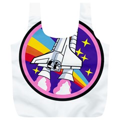 Badge Patch Pink Rainbow Rocket Full Print Recycle Bags (l)  by Amaryn4rt