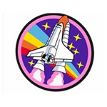 Badge Patch Pink Rainbow Rocket Double Sided Flano Blanket (Medium)  60 x50  Blanket Back