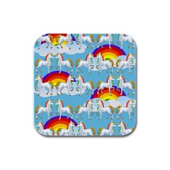 Rainbow Pony  Rubber Square Coaster (4 Pack)  by Valentinaart