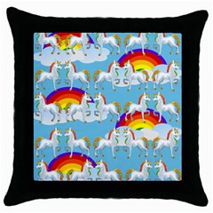 Rainbow Pony  Throw Pillow Case (black) by Valentinaart