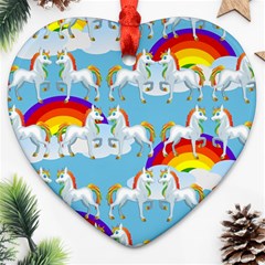 Rainbow Pony  Heart Ornament (two Sides) by Valentinaart