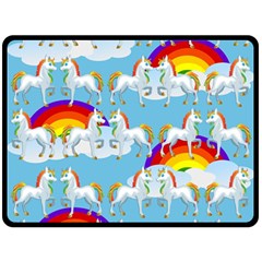 Rainbow Pony  Fleece Blanket (large)  by Valentinaart