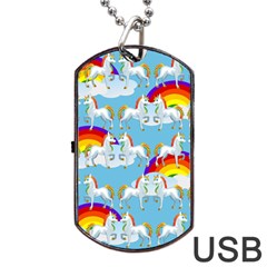 Rainbow Pony  Dog Tag Usb Flash (one Side) by Valentinaart