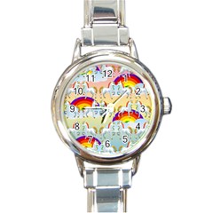 Rainbow Pony  Round Italian Charm Watch by Valentinaart