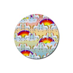 Rainbow Pony  Rubber Coaster (round)  by Valentinaart