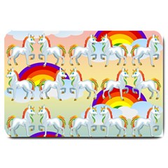 Rainbow Pony  Large Doormat  by Valentinaart