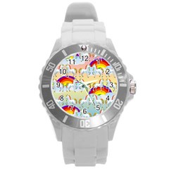 Rainbow Pony  Round Plastic Sport Watch (l) by Valentinaart