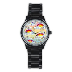 Rainbow Pony  Stainless Steel Round Watch by Valentinaart