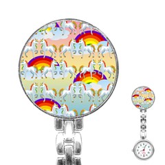 Rainbow Pony  Stainless Steel Nurses Watch by Valentinaart