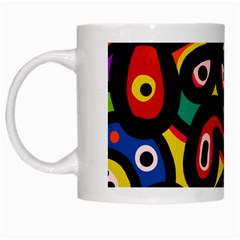 A Seamless Crazy Face Doodle Pattern White Mugs by Amaryn4rt