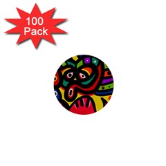 A Seamless Crazy Face Doodle Pattern 1  Mini Buttons (100 Pack)  by Amaryn4rt