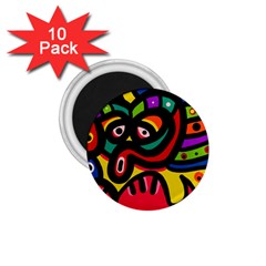 A Seamless Crazy Face Doodle Pattern 1 75  Magnets (10 Pack)  by Amaryn4rt