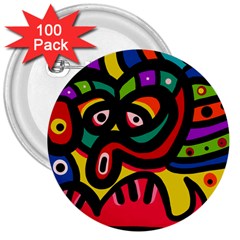 A Seamless Crazy Face Doodle Pattern 3  Buttons (100 Pack)  by Amaryn4rt