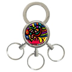 A Seamless Crazy Face Doodle Pattern 3-ring Key Chains by Amaryn4rt