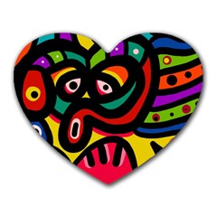 A Seamless Crazy Face Doodle Pattern Heart Mousepads by Amaryn4rt