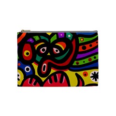 A Seamless Crazy Face Doodle Pattern Cosmetic Bag (medium)  by Amaryn4rt