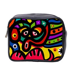 A Seamless Crazy Face Doodle Pattern Mini Toiletries Bag 2-side by Amaryn4rt