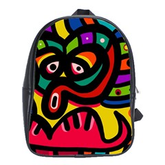 A Seamless Crazy Face Doodle Pattern School Bags (xl)  by Amaryn4rt