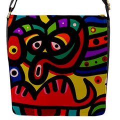 A Seamless Crazy Face Doodle Pattern Flap Messenger Bag (s) by Amaryn4rt