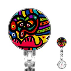 A Seamless Crazy Face Doodle Pattern Stainless Steel Nurses Watch by Amaryn4rt