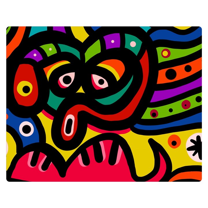 A Seamless Crazy Face Doodle Pattern Double Sided Flano Blanket (Medium) 