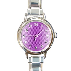 Abstract Lines Background Round Italian Charm Watch by Amaryn4rt