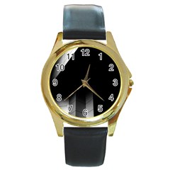 Wall White Black Abstract Round Gold Metal Watch by Amaryn4rt