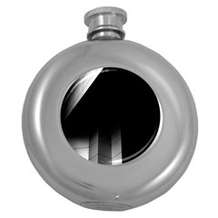 Wall White Black Abstract Round Hip Flask (5 Oz) by Amaryn4rt