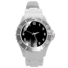 Wall White Black Abstract Round Plastic Sport Watch (l) by Amaryn4rt