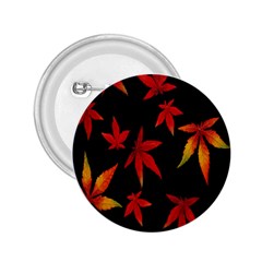 Colorful Autumn Leaves On Black Background 2.25  Buttons