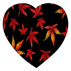 Colorful Autumn Leaves On Black Background Jigsaw Puzzle (Heart)