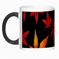 Colorful Autumn Leaves On Black Background Morph Mugs