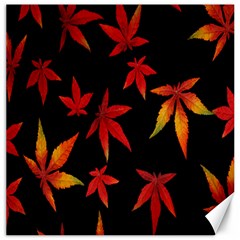 Colorful Autumn Leaves On Black Background Canvas 12  x 12  