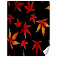 Colorful Autumn Leaves On Black Background Canvas 12  x 16  