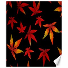 Colorful Autumn Leaves On Black Background Canvas 20  x 24  