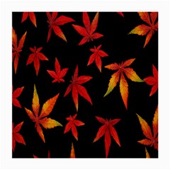 Colorful Autumn Leaves On Black Background Medium Glasses Cloth (2-Side)