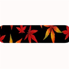 Colorful Autumn Leaves On Black Background Large Bar Mats