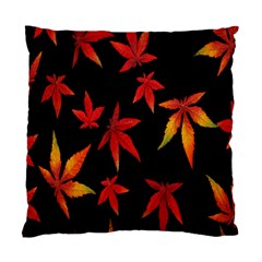 Colorful Autumn Leaves On Black Background Standard Cushion Case (One Side)