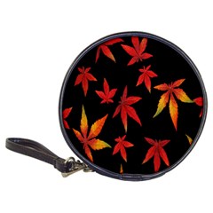 Colorful Autumn Leaves On Black Background Classic 20-CD Wallets