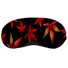 Colorful Autumn Leaves On Black Background Sleeping Masks