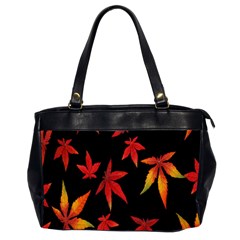 Colorful Autumn Leaves On Black Background Office Handbags (2 Sides) 