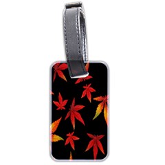 Colorful Autumn Leaves On Black Background Luggage Tags (Two Sides)