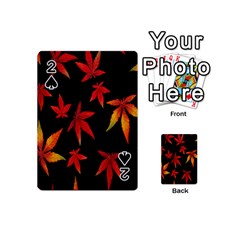 Colorful Autumn Leaves On Black Background Playing Cards 54 (Mini) 