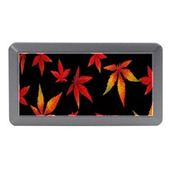 Colorful Autumn Leaves On Black Background Memory Card Reader (Mini)