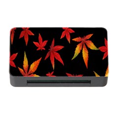 Colorful Autumn Leaves On Black Background Memory Card Reader with CF